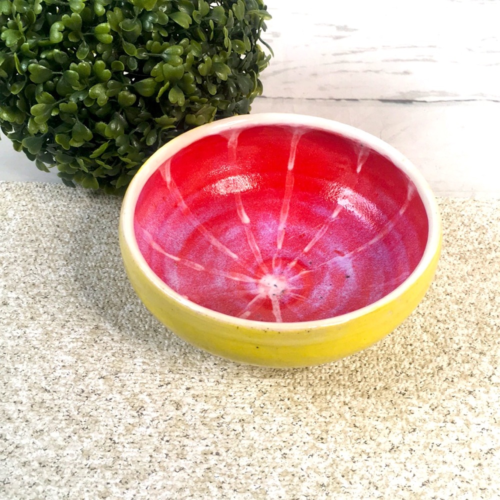 Art Pottery Lemon Glazed Bowl Blood Orange Tangelo Fruit Arts & Crafts